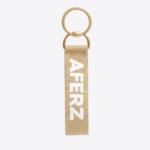Beige Fabric Keychain – Logo Strap Design