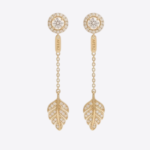 Gold Leaf Drop Earrings – Crystal Detail Design