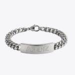 Silver Chain Bracelet – Engraved Logo Plate Design
