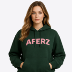 Dark Green Hoodie – Bold Front Logo Print