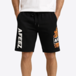 Black Graphic Shorts – Flame Print Design