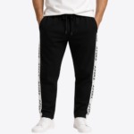 Black Jogger Pants – Side Logo Stripe Design